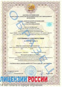 Образец сертификата соответствия Мурманск Сертификат ISO 22000